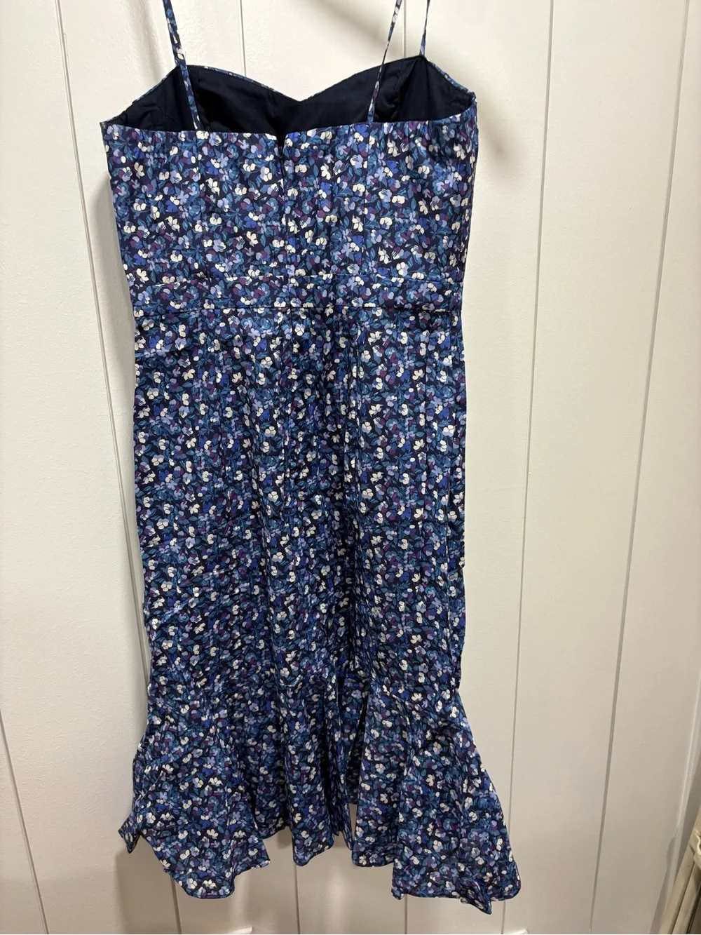 J. Crew Liberty Art Tana Lawn Sarah Floral Ruffle Hem Blue Midi Dress Sz 00 New